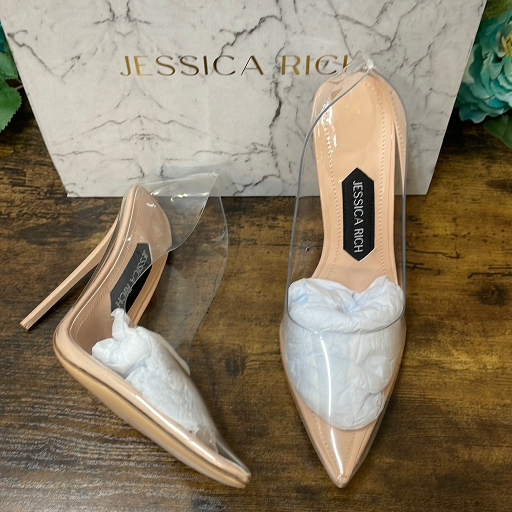 Jessica Rich Fancy Pointed Toe Stiletto Pump Size 36 Nude Light Beige